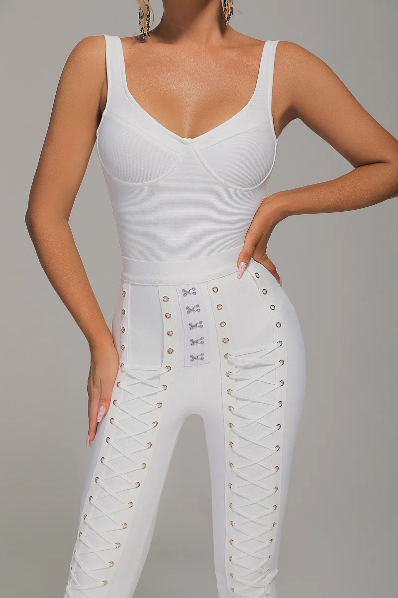 Aurora Lace-up Eyelet Jumpsuit - Imagen 2