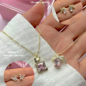 Sets Cadena y aretes pink🎀