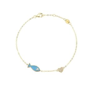 Pulsera de corazon con pez azul
