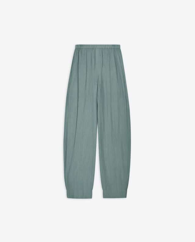 PANTALÓN FLUIDO WIDE LEG EFECTO ARRUGADO TURQUESA - Imagen 3