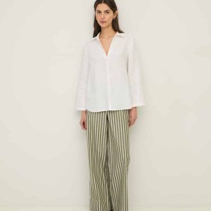 PANTALÓN WIDE LEG POPELIN RAYAS VERDES