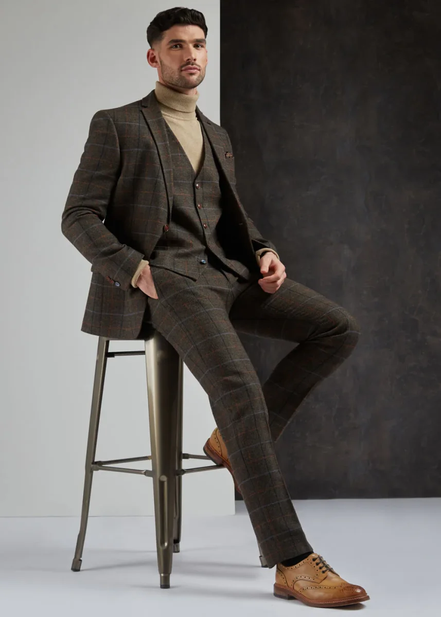 Antique Rogue Blazer Herringbone Doyle para Hombre Marrón Naranja - Imagen 3