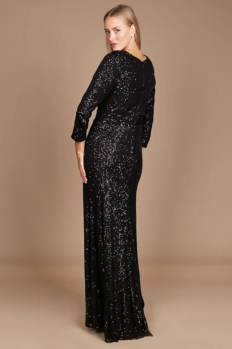 Karissa Long Sleeve Sequin Formal Dress - Black - Imagen 3