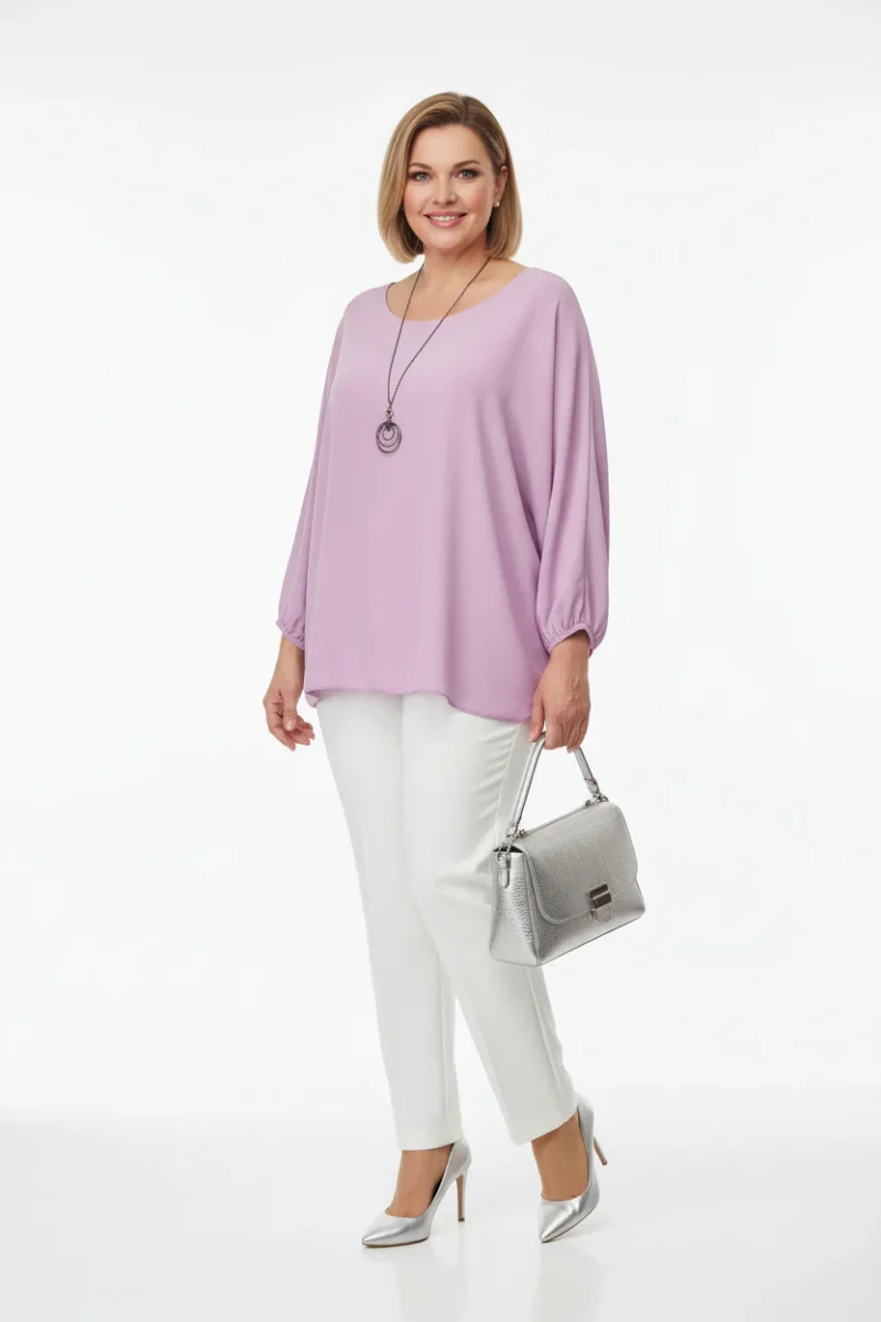 Blusa de Fiesta con Manga Abullonada y Collar