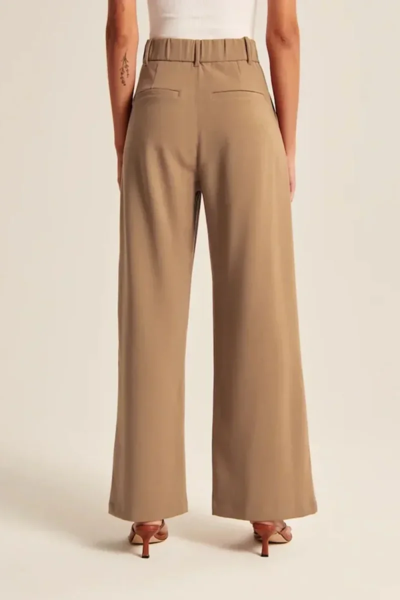 High-Waisted Wide Leg Pants - Brown - Imagen 3