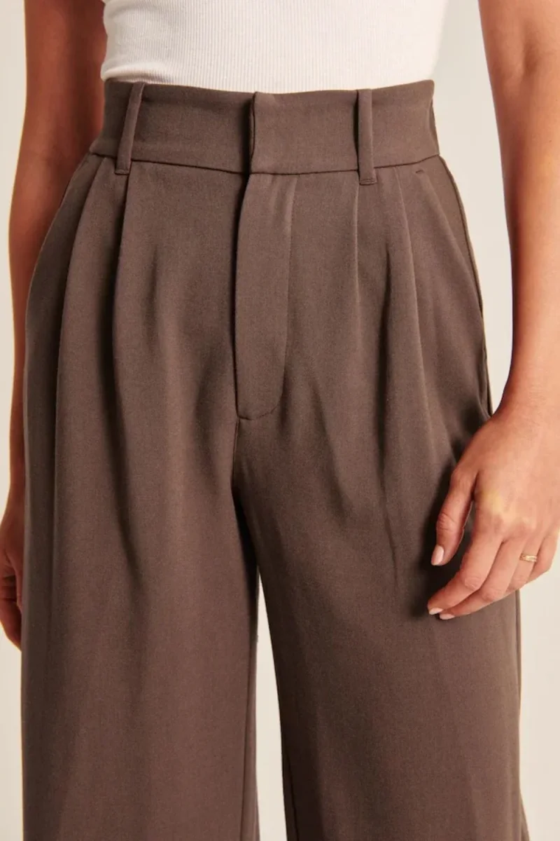 High-Waisted Wide Leg Pants - Mocha - Imagen 3