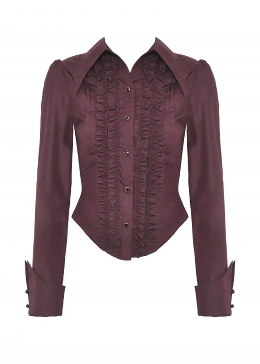 Dark in Love Blusa victoriana con volantes roja