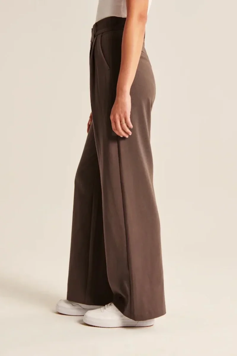 High-Waisted Wide Leg Pants - Mocha - Imagen 4