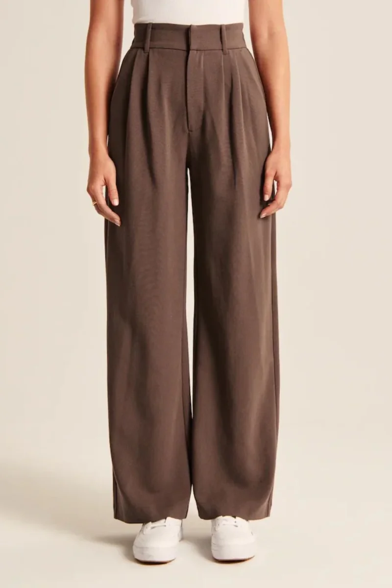 High-Waisted Wide Leg Pants - Mocha - Imagen 5