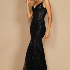 Elektra Embellished Corset Formal Dress - Black