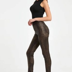 Evita Croc Leather Pants