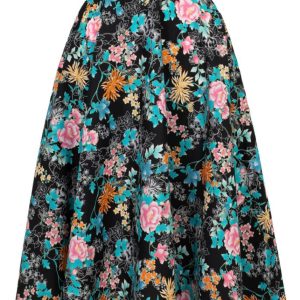 Hell Bunny Umi Falda Swing Floral 50's Negra