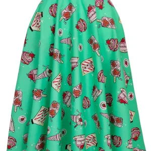 Hell Bunny Sweetie Pie Falda Swing 50's Verde