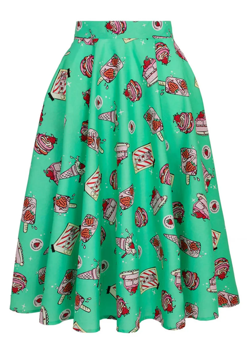 Hell Bunny Sweetie Pie Falda Swing 50's Verde - Imagen 2
