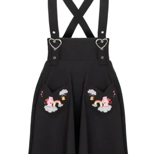 Hell Bunny x Care Bears Love-A-Lot Falda swing estilo 50s — Negra