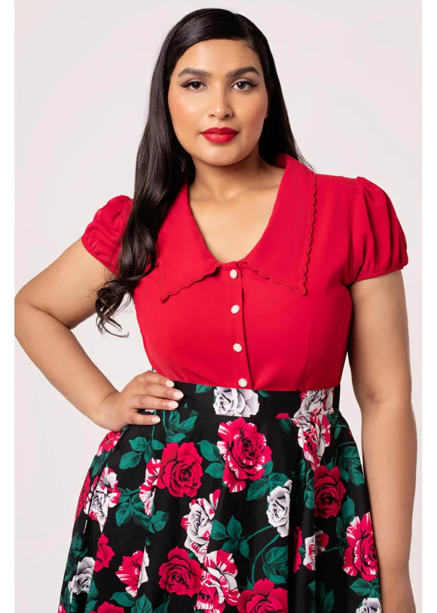 Blusa Rood Maddy de Hell Bunny de los años 40 - Imagen 4