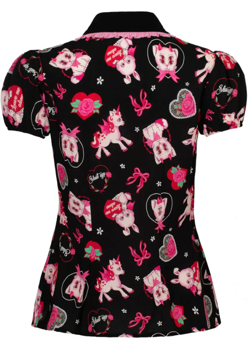 Blusa Hell Bunny Hellcat de los 40 en negro Not Into You - Imagen 7
