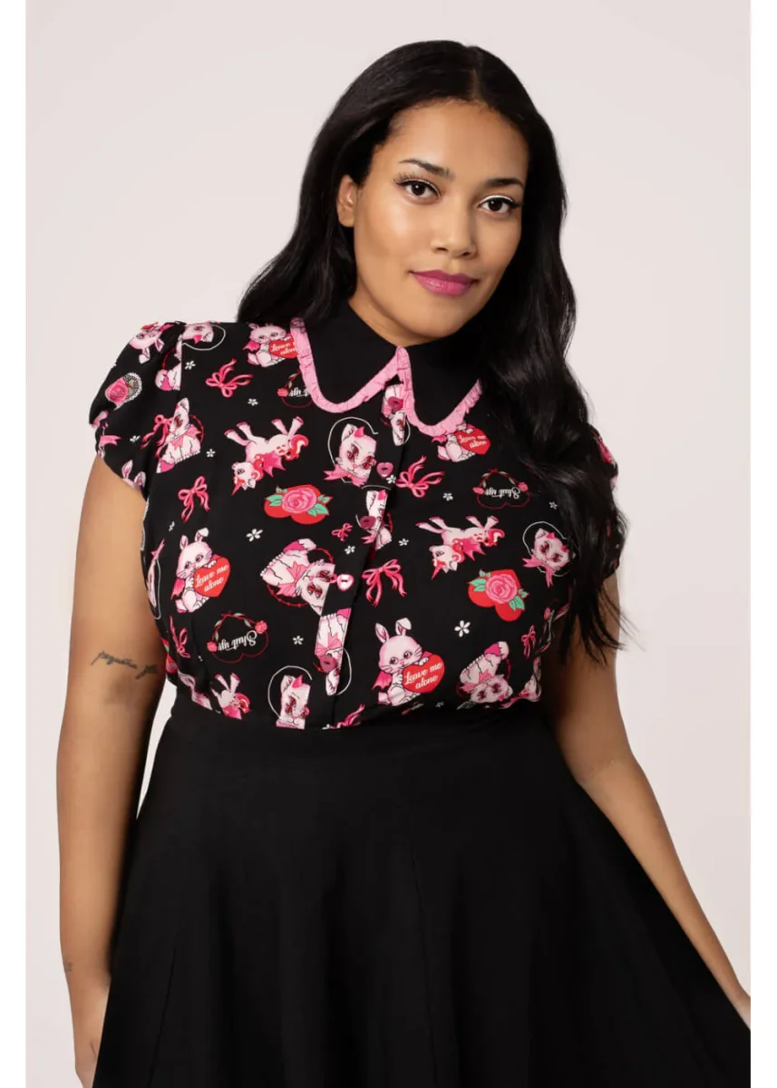 Blusa Hell Bunny Hellcat de los 40 en negro Not Into You - Imagen 6