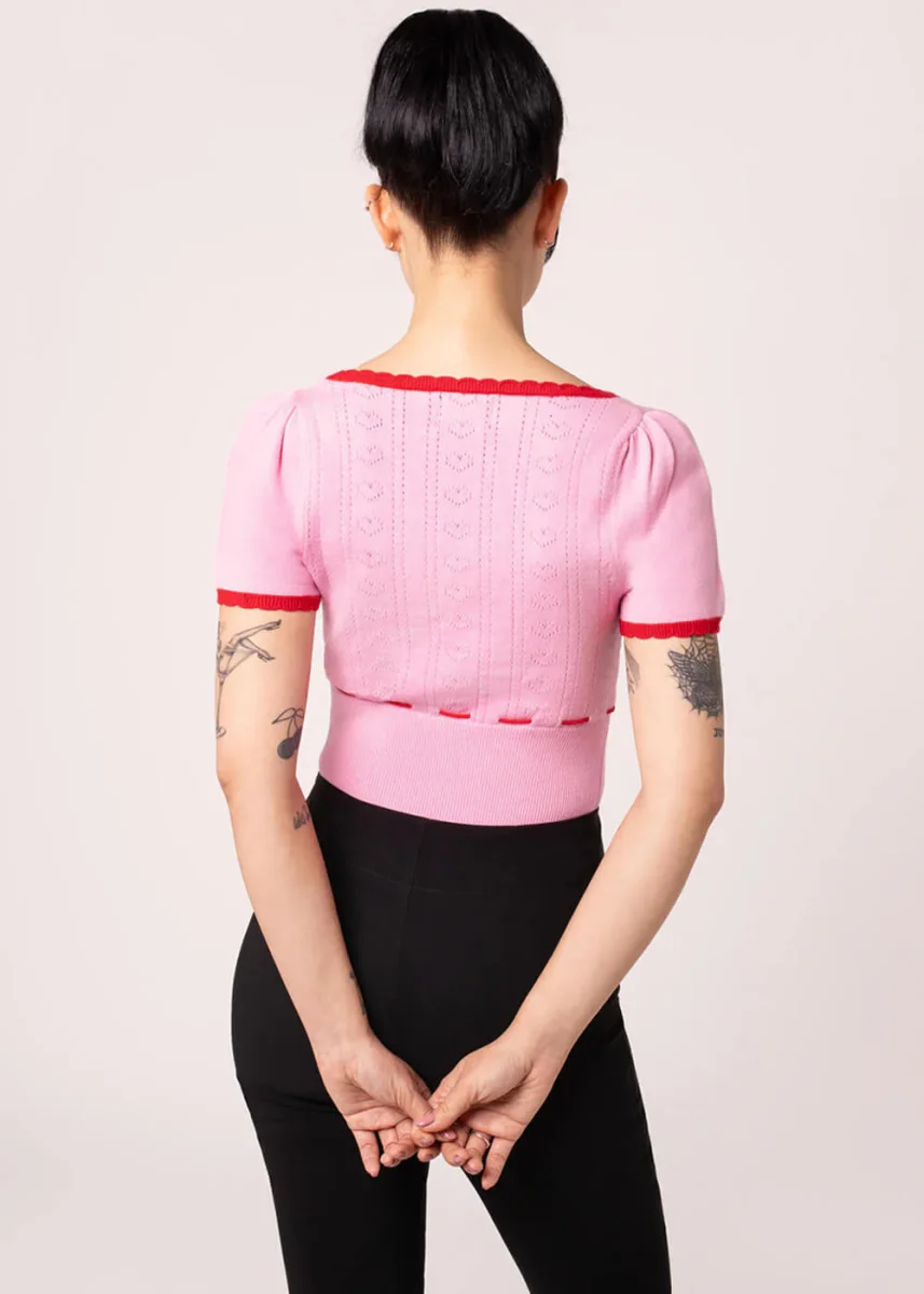 Hell Bunny Top Hannah — Rosa retro - Imagen 6
