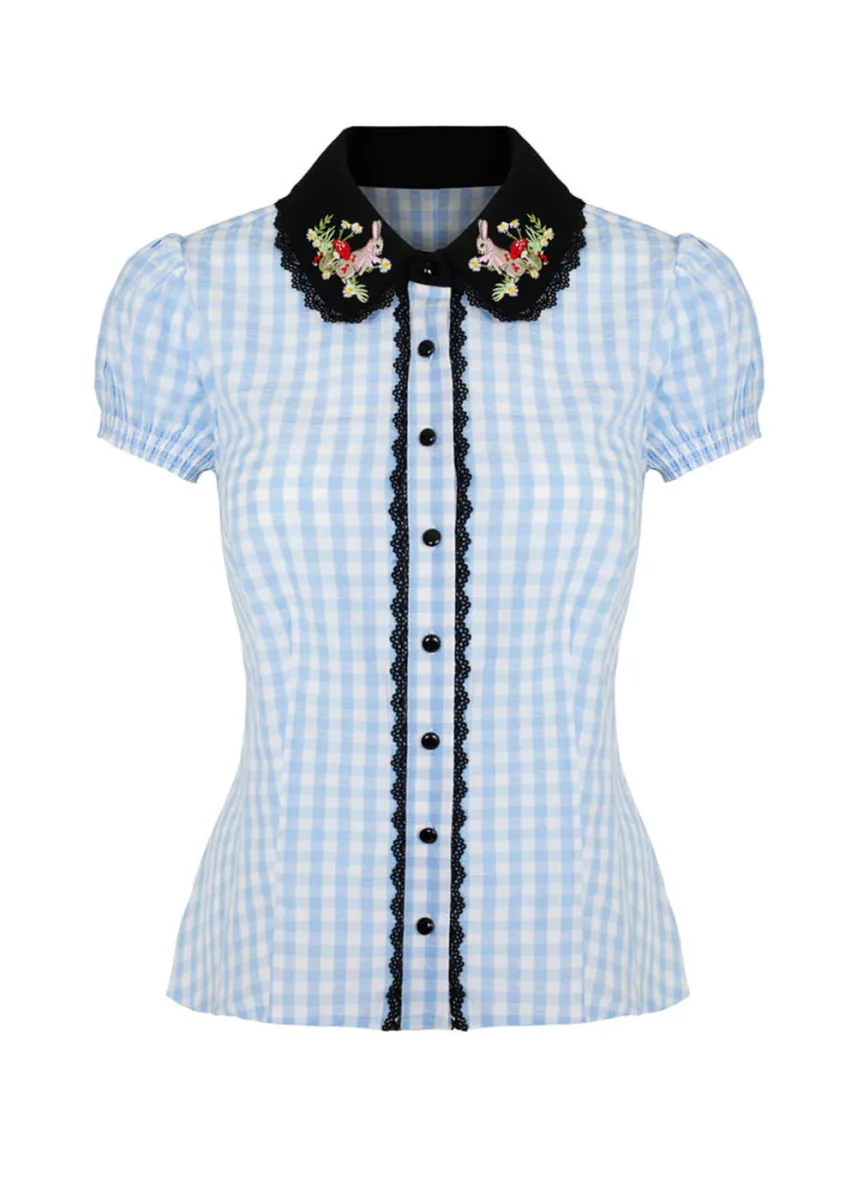Hell Bunny Blusa Beatrix Azul - Imagen 2