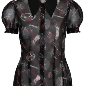 Hell Bunny Blusa Clarimond Negra