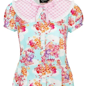 Hell Bunny x Care Bears Blusa Picnic Bear Azul