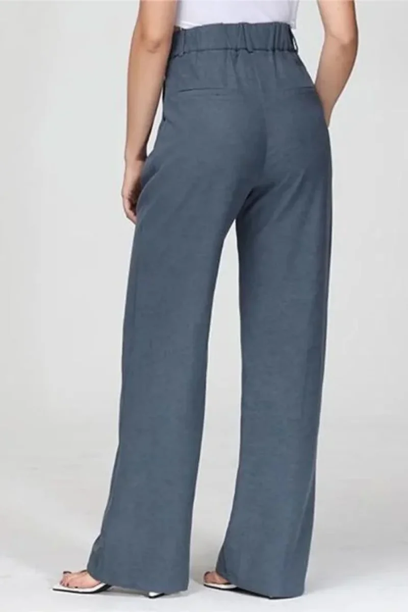 High-Waisted Wide Leg Pants - Charcoal - Imagen 3