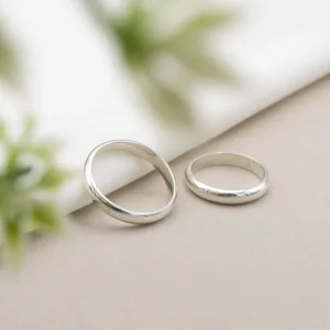 Anillo de promesa/unión unisex plateado