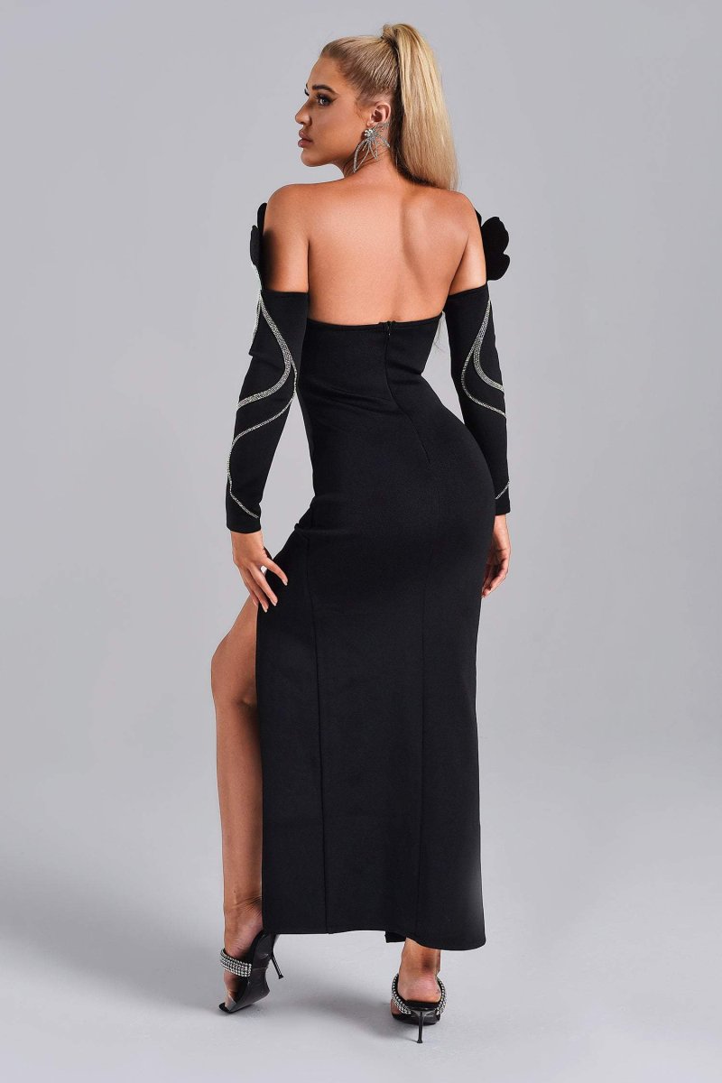 Euphoria Diamante Off Shoulder Maxi Bandage Dress - Imagen 5