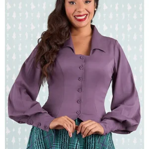 Miss Candyfloss Arien Violette Blusa años 40 - Morado vintage