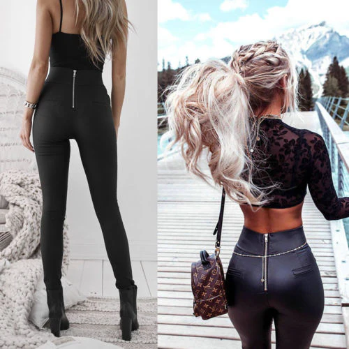 Vivace Black Vegan Leather Leggings - Imagen 3