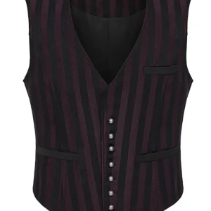 Punk Rave Victor Striped Gilet Zwart Rood