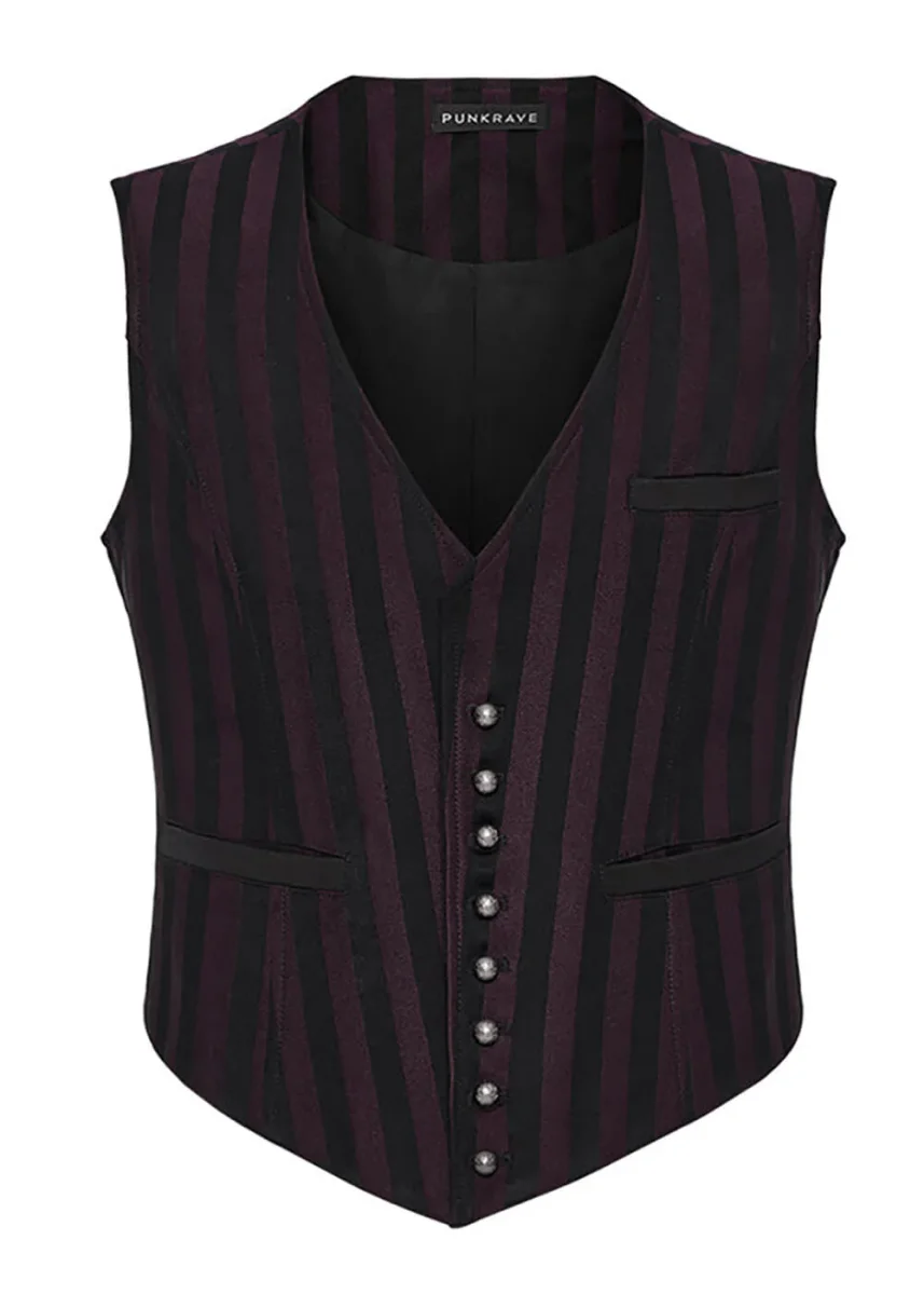 Punk Rave Victor Striped Gilet Zwart Rood