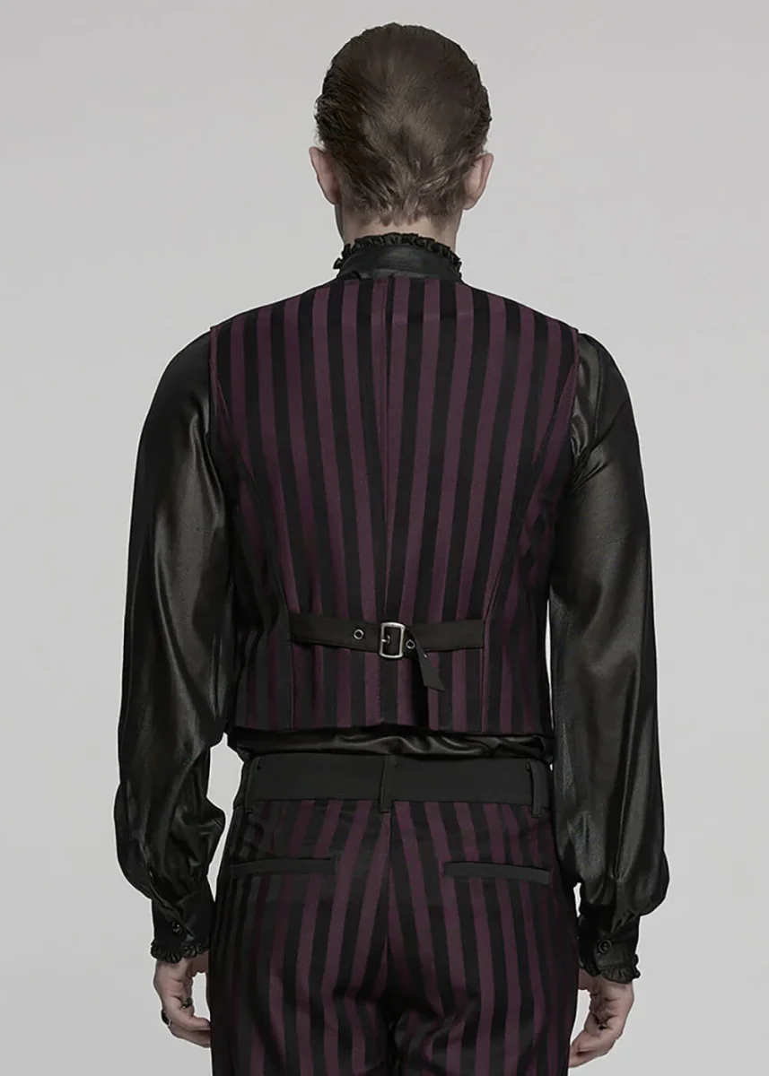 Punk Rave Victor Striped Gilet Zwart Rood - Imagen 3