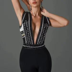 Aurelia Diamante Bandage Jumpsuit