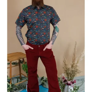 Pantalón de Pana Flare para Hombre Run & Fly 70's Tawney Port