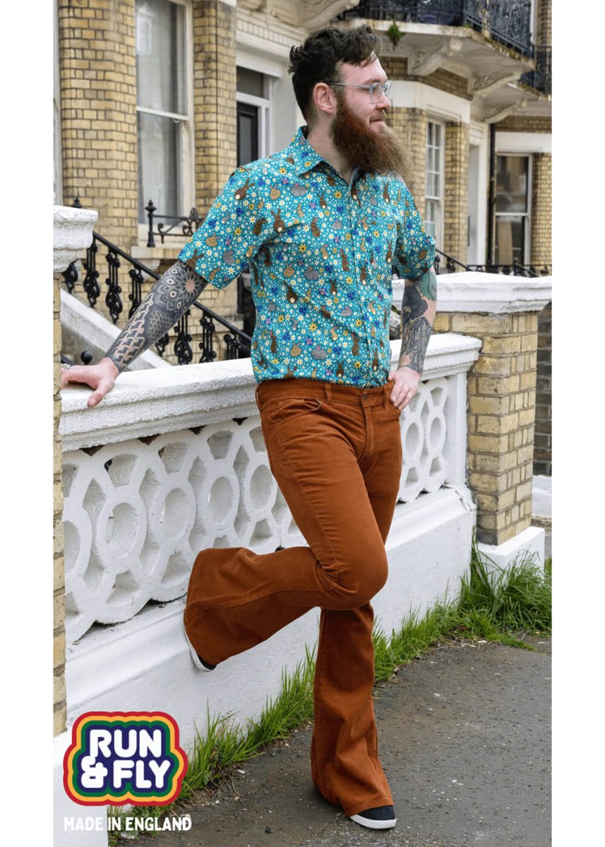 Run & Fly Pantalón Bootcut de Corduroy para Hombre 70's Tobaco - Imagen 4