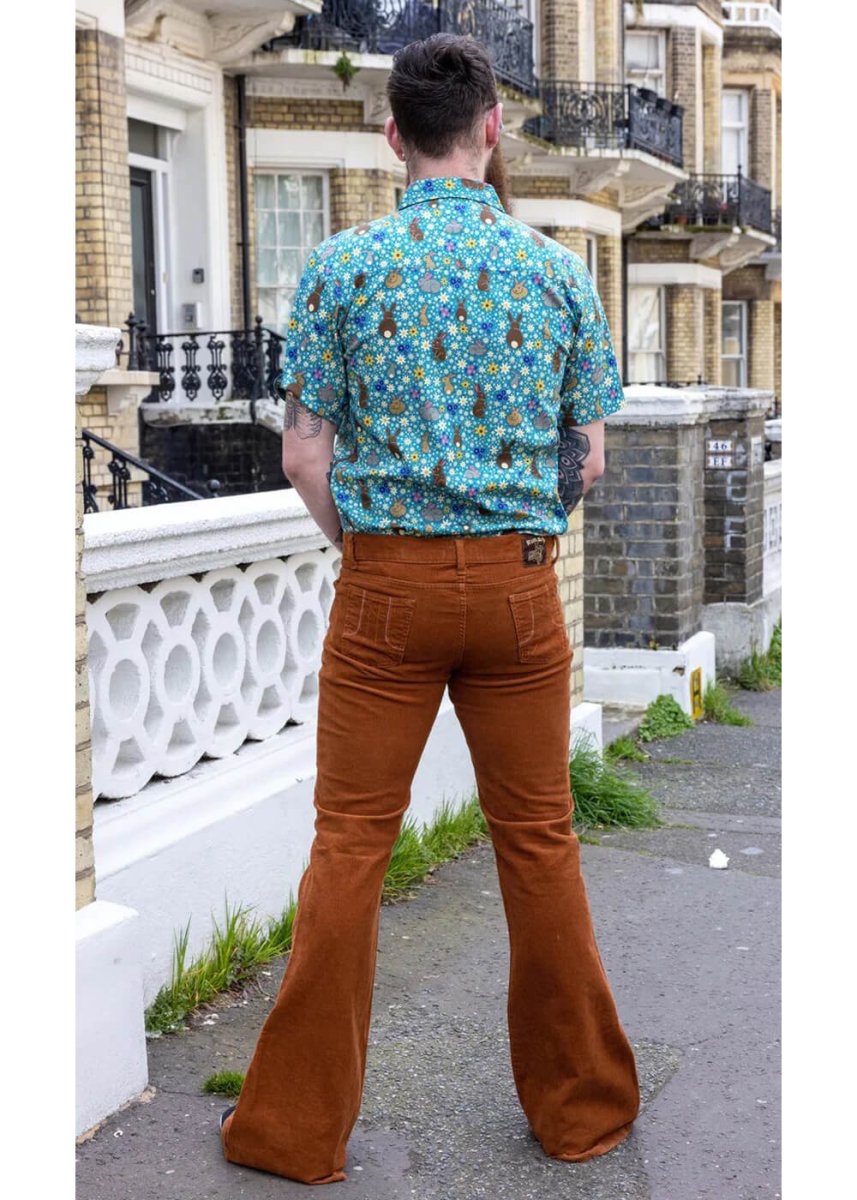 Run & Fly Pantalón Bootcut de Corduroy para Hombre 70's Tobaco - Imagen 6