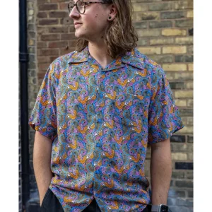 Run and Fly Camisa para Hombre Paisley Resort de los 70 en Multi