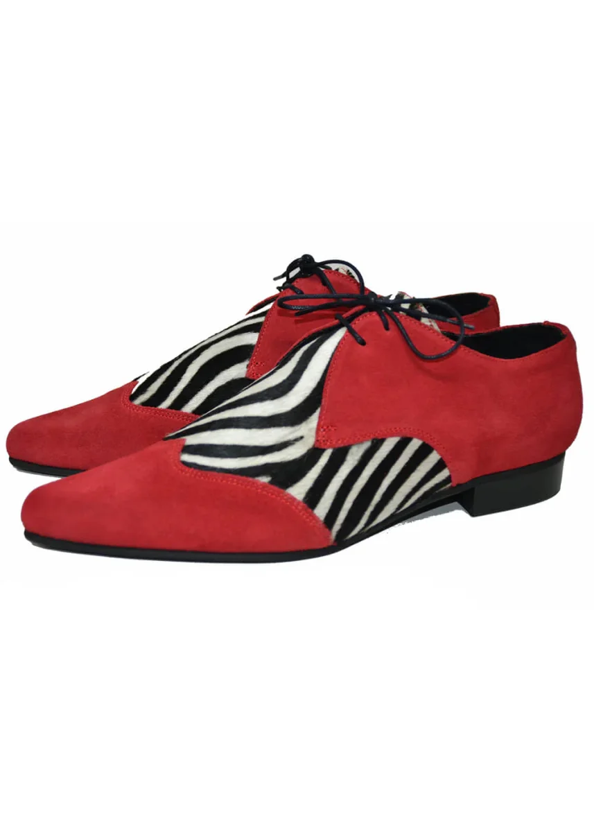 Steelground Beat Zebra Suede Leren 50's Schoenen Rood Wit