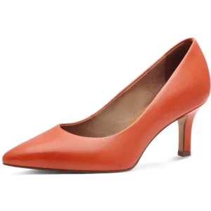 Tamaris Carrie Pumps de cuero naranja — tacón 7,5 cm