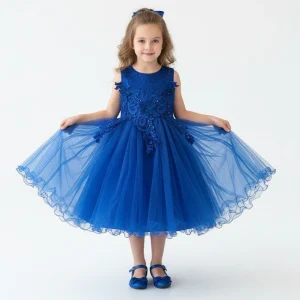 Vestido de Fiesta Azul con Encaje y Tul