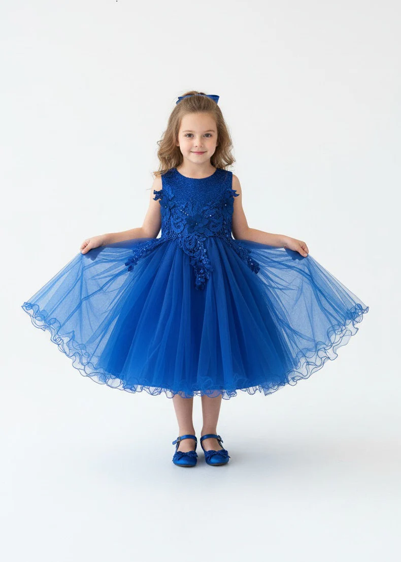 Vestido de Fiesta Azul con Encaje y Tul - Imagen 2