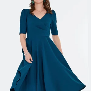 Voodoo Vixen Vestido Cruzado de los Años 50 Azul