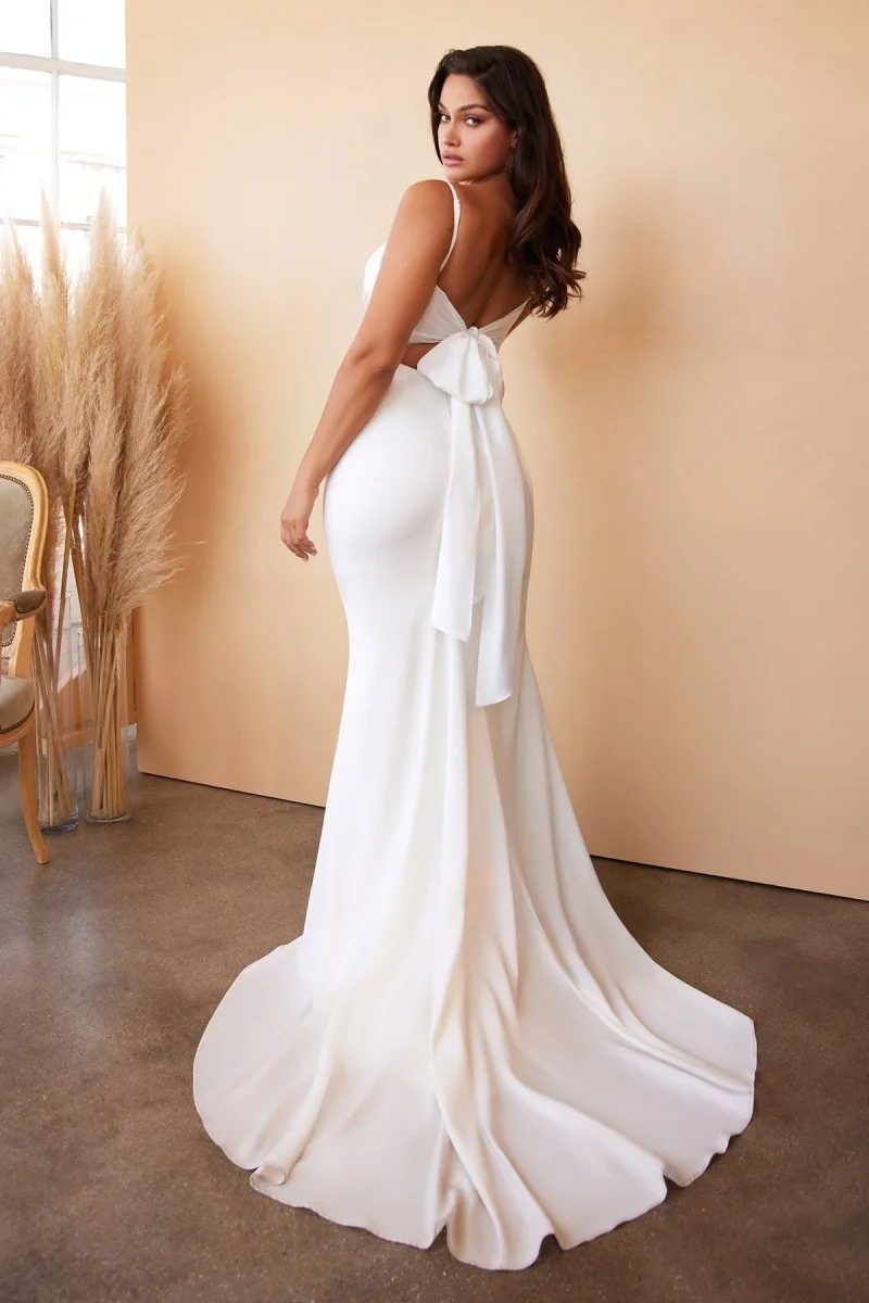 Tie-Back Sash Charmeuse Mermaid Gown - Imagen 2