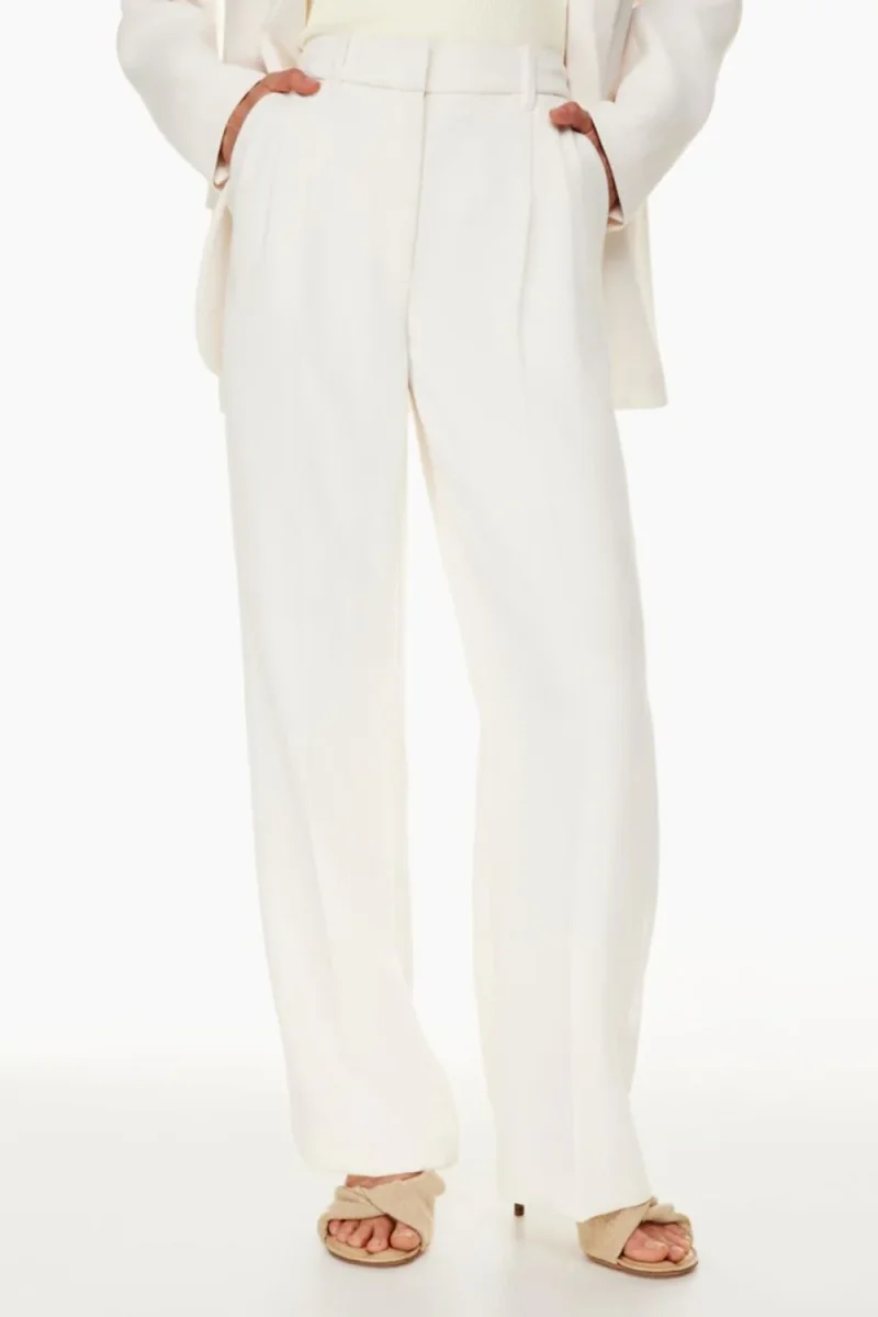 High-Waisted Wide Leg Pants - White - Imagen 2