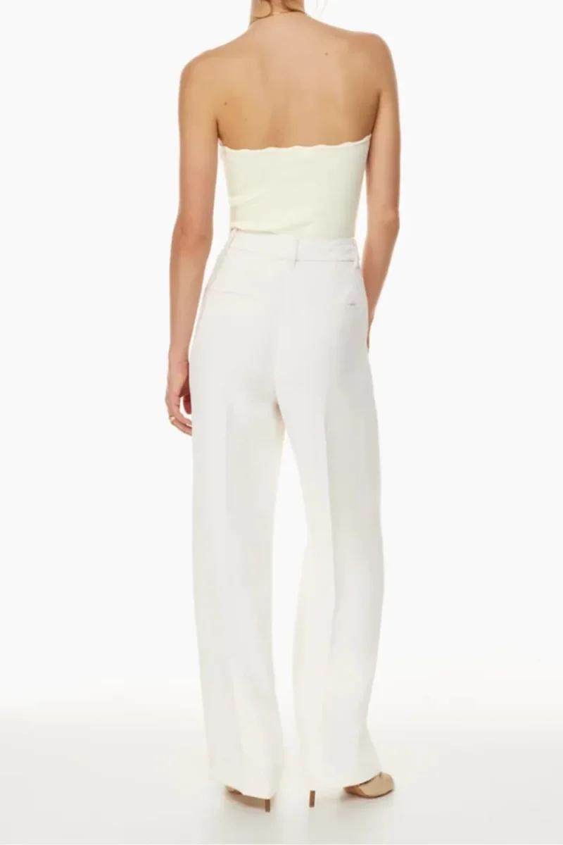High-Waisted Wide Leg Pants - White - Imagen 3