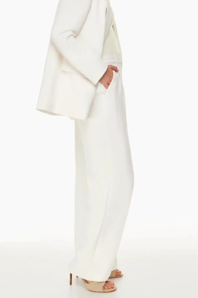 High-Waisted Wide Leg Pants - White - Imagen 5